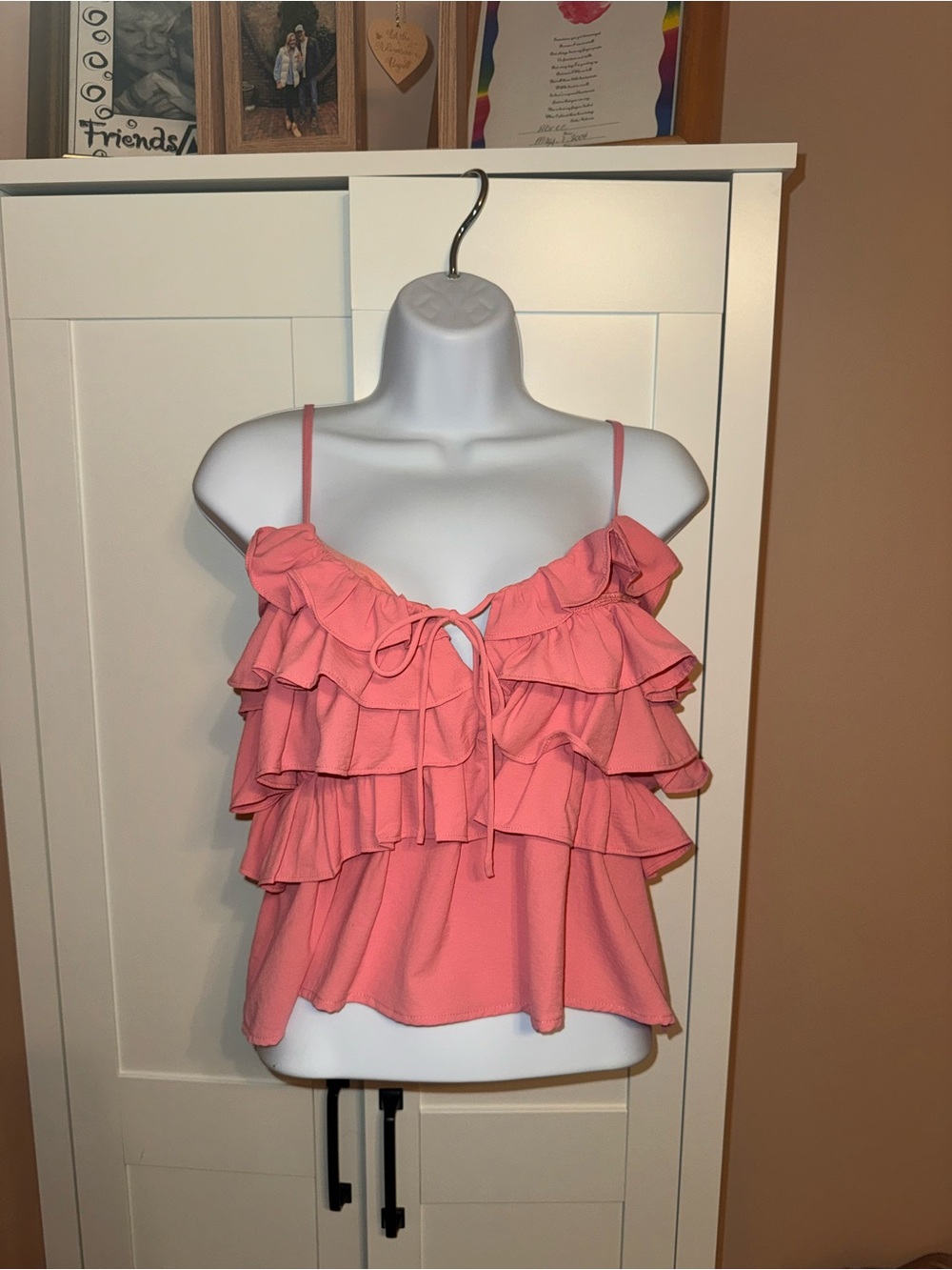 entro Pink Ruffled Tie-Front Camisole